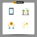 Pack of 4 Modern Flat Icons Signs and Symbols for Web Print Media such as cell, money, call, garden, arrow