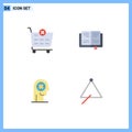 Pack of 4 Modern Flat Icons Signs and Symbols for Web Print Media such as checkout, head, book, arrow, audio
