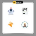 Pack of 4 Modern Flat Icons Signs and Symbols for Web Print Media such as fire, flying, arkanoid, play, fort Royalty Free Stock Photo