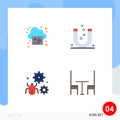 Pack of 4 Modern Flat Icons Signs and Symbols for Web Print Media such as online, configure, cloud, magnet, bug