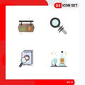 Pack of 4 Modern Flat Icons Signs and Symbols for Web Print Media such as shopping, financial, board, search, research