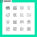 Pack of 16 Modern Outlines Signs and Symbols for Web Print Media such as bananas, user, basic, male, shield