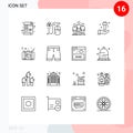 Pack of 16 Modern Outlines Signs and Symbols for Web Print Media such as easter, christian, grid, celebration, winners