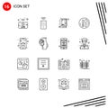 Pack of 16 Modern Outlines Signs and Symbols for Web Print Media such as mobile app, home, booklet, app, kneef