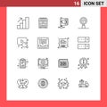 User Interface Pack of 16 Basic Outlines of web, programming, finance, development, code