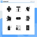 Pack of 9 Modern Solid Glyphs Signs and Symbols for Web Print Media such as agreement, education, salon, degree, relaxed