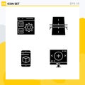 Solid Glyph Pack of 4 Universal Symbols of app, highway, development, construction, cell