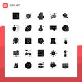 Pack of 25 Modern Solid Glyphs Signs and Symbols for Web Print Media such as bug, venus, user, male, female