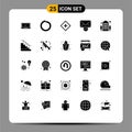 Pack of 25 Modern Solid Glyphs Signs and Symbols for Web Print Media such as building, sync, customer, message, support