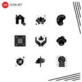 Pack of 9 Modern Solid Glyphs Signs and Symbols for Web Print Media such as care, grid, drawing, graphic, design