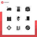 Pack of 9 Modern Solid Glyphs Signs and Symbols for Web Print Media such as door, rose, setting, plant, sports