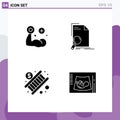 Pack of Modern Solid Glyphs Signs and Symbols for Web Print Media such as fitness, banking, muscle, file, money