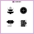 Pack of 4 Modern Solid Glyphs Signs and Symbols for Web Print Media such as fountain, plus, tourism, circle, protect