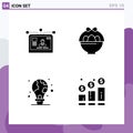 Modern Set of 4 Solid Glyphs Pictograph of interface, green, layout, egg, light bulb