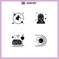 Pack of 4 Modern Solid Glyphs Signs and Symbols for Web Print Media such as leaf, asteroid, arab women, home, flight