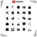 Pack of 25 Modern Solid Glyphs Signs and Symbols for Web Print Media such as lock pad, female, energy, shopping, shopping