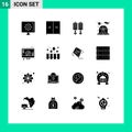 Pack of 16 Modern Solid Glyphs Signs and Symbols for Web Print Media such as online, love, pendant, tent, camping