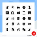 Pack of 25 Modern Solid Glyphs Signs and Symbols for Web Print Media such as person, male, cleaning, skin wound, infection