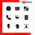 Pack of 9 Modern Solid Glyphs Signs and Symbols for Web Print Media such as push, baby, electronic, phone, deny