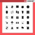 Pack of 25 Modern Solid Glyphs Signs and Symbols for Web Print Media such as system, planet, food, orbit, presentation