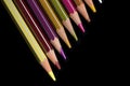 A pack of multicolored pencils on a dark background