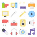 Pack of Music and Entertainment Flat Icons