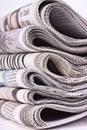 Pack of newspapers taken on white background Royalty Free Stock Photo