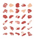 A Pack of Meat Flat Vector Icons