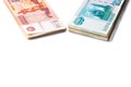 Pack of one and five thousand roubles banknotes Royalty Free Stock Photo