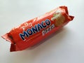 Pack of Parle Monaco Pizza Biscuits isolated in a white background