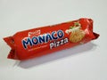 Pack of Parle Monaco Pizza Biscuits isolated in a white background