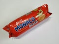 Pack of Parle Monaco Pizza Biscuits isolated in a white background Royalty Free Stock Photo