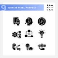 Pack of pixel perfect glyph style soft skills icons Royalty Free Stock Photo