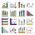 Pack of Polyline Chart Flat Icons