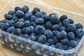 Pack of ripe blueberry inside container