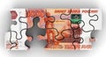 Pack of Russian banknotes in the form of a puzzle