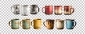 Pack of Rustic Ceramic Mugs Handcrafted Variety Pack for Coffee Tea More against transparent Background Royalty Free Stock Photo