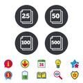 In pack sheets icons. Quantity per package.
