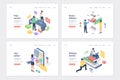 Pack shipping ways, delivery service applications isometric landing page templates set Royalty Free Stock Photo
