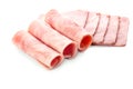 Pack of smoked pork shoulder or lacon. Whitre background