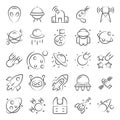 Pack of Space Doodle Icons Royalty Free Stock Photo
