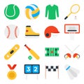 Pack of Sports Equipment Flat Icons