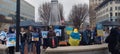 Pack Square in Ashville NC Peace activist gather on One Year Anniversary of war in Ukraine