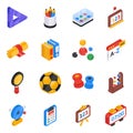 Pack of Study Flat Isometric Icon