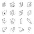 Pack of Study Flat Isometric Icons Royalty Free Stock Photo