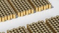 pack Tesla 4680 format cylindrical lithium traction gold battery for modules, high energy cylindrical accumulators, dry electrode Royalty Free Stock Photo