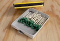 Pack of thin Matches with Green Head Royalty Free Stock Photo