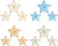 Pack Three golden stars Argentina World Cup champion (football). Illustration to use as a graphic resource or tattoo.