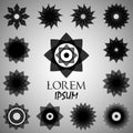 Pack of 13 transparent black abstract geometric flowers logo template