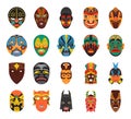 Pack Of Tribal Masks Vectors Royalty Free Stock Photo